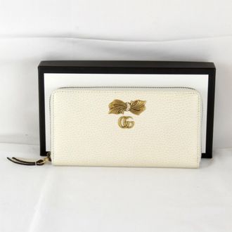 Gucci White Leather Long Wallet (Bi-Fold) (Pre-Owned)