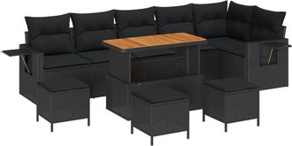 vidaXL Garden Sofa Set with Cushion 12 pcs Black Poly Rattan vidaXL