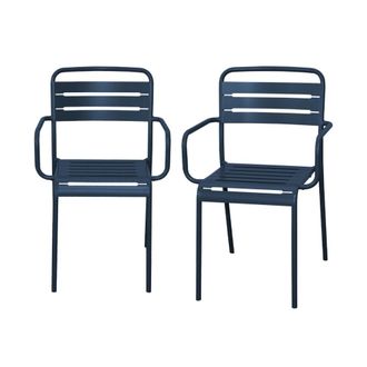 Sweeek Sill&oacute;n de jard&iacute;n bistr&oacute; de acero, set de 2, azul marino