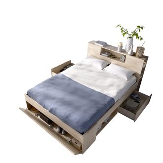 Vente-Unique Vente-unique - Dekit Lanka - Cama Compacta Para Dormitorio - Natural - 95 X 149.6 X 218.5 Cm