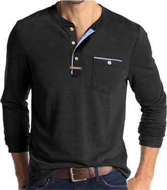 Generic Henley T Shirt Mens Grandad Collar Short Sleeve Button Formal Shirts Summer Heavyweight Casual Smart Henley Tops V Neck Breathable Retro Work T Shirt 