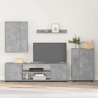 vidaXL Vidaxl - Set Di Mobile Tv Da 4 Pezzi 4 Pcs Grigio Cemento