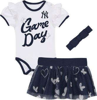 Outerstuff Newborn Outerstuff White/Navy New York Yankees Bodysuit, Headband & Skirt Set at Nordstrom, Size 6-9M