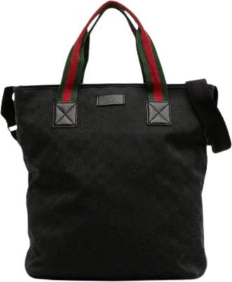 Gucci Pre-owned Tote Bags, female, Black, Size: ONE SIZE Pre-owned Canvas Tote Bag
