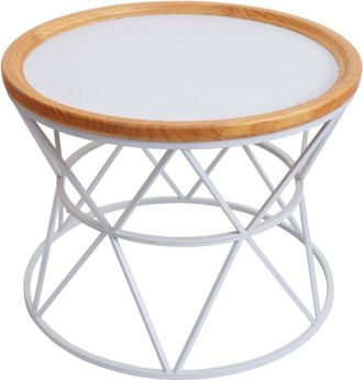 Hhg Mesa De Centro Hhg 174, Mesa De Centro Mesa Auxiliar Mesa De Sal&oacute;n Mesa De Sof&aacute; Mesa De Sal&oacute;n, Estructura De Metal Madera &Oslash;66cm Blanco