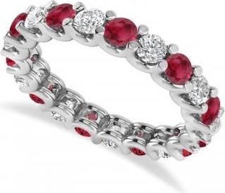 Allurez Diamond & Ruby Eternity Wedding Band 14k White Gold (2.10ct)