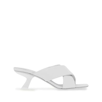 Ferragamo Heeled Mules, female, White, Size: 5 1/2 US 55mm Crossover-strap Detail Mule
