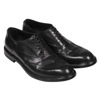 Dolce & Gabbana Business Shoes, male, Black, Size: 11 US Washed Calfskin Lace-up Shoe