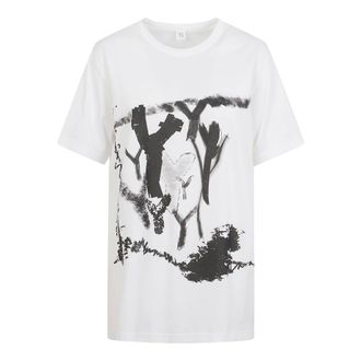 Yohji Yamamoto T-Shirts, female, White, Size: M Y Pigment-print Half-sleeve Tee