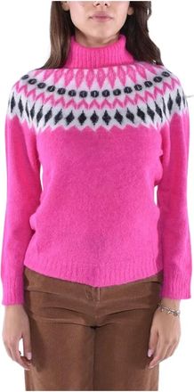 KANGRA Truien & Vesten, Dames, Roze, S, Wol, Alpaca Wol Noors Patroon Trui