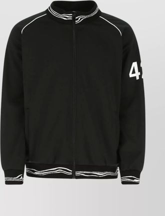 424 embroidered raglan sleeves contemporary bomber