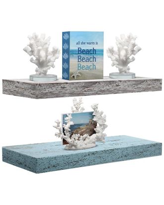 Sorbus Rustic Wood Hanging Rectangle Wall Shelf