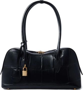 Stella McCartney Ryder Schoudertas met Krokodillenreli&euml;f - Dames - Schoudertassen - Zwart - ONE Size - Katoen - Tassen