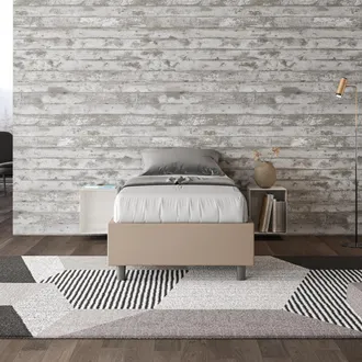 ITYhome Ityhome - Letto Singolo Senza Rete Imbottito 80x210 Similpelle Tortora Azelia