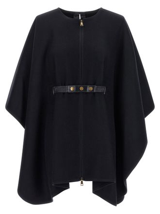 Moncler Virgin Wool Blend with Detachable Hood Cape - Black