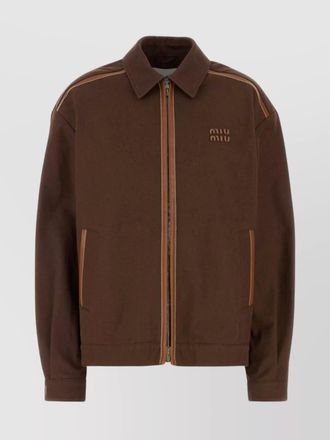 Miu Miu cotton jacket with front pockets and contrast piping