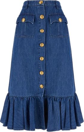 Valentino Garavani Dames, Rokken, Blauw, Maat: XS Katoen