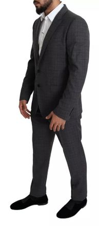 Dolce & Gabbana Gray Wool Men Formal 2 Piece Martini Suit Virgin Elastane