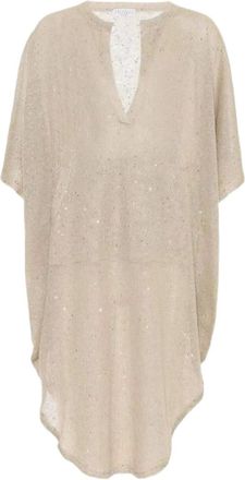 Brunello Cucinelli metallic-threading tunic - Neutrals