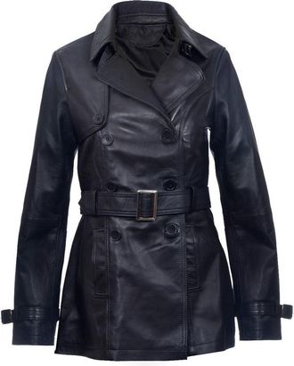 Infinity Leather Womens Mid Length Leather Trench Coat -Oakham