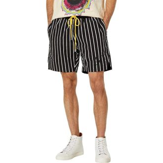 Diet Starts Monday Shorts Mens Black White Pinstripe Drawstring FROG266