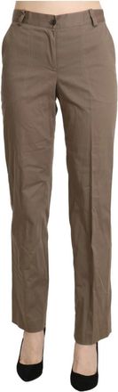Bencivenga Elegante Straight Pants met hoge taille in Bruin - Dames - Straight fit broeken - Bruin - XL - Katoen - Broeken