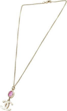 Chanel 2020 CC vergulde halsketting met hanger en stras - Goud