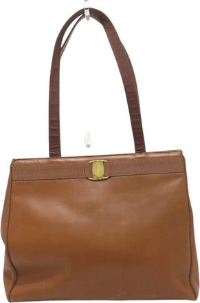 Ferragamo Brown Leather Handbag Tote Bag (Pre-Owned)