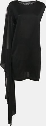 Maison Margiela Mm6 Maison Margiela Black Cotton Knit Elongated Sleeve Mini Dress
