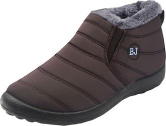 Generic Womens Waterproof Snow Boots - Warm Fur Lined Ankle Booties for Winter - Comfortable Non-Slip Arch Support Outdoor Shoes(D-coffee,10.5-11)