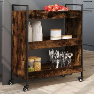 vidaXL vidaXL Carrello da Cucina Rovere Fumo 70x30x82 cm in Legno Multistrato