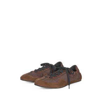 Cecilie Bahnsen Womens Sneakers Blaise Brown Floral Suede Outer: Calf Trainers