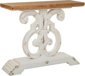 Wanderlust Deco Recibidor De Madera Blanco 110x36x91h Cm