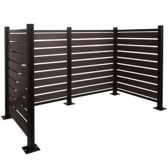 Hhg [nunca Usado] Valla De Aluminio Para Papeleras Hhg-947, Revestimiento Para Papeleras, Aspecto Madera Extensible 130x206x110cm, Antracita