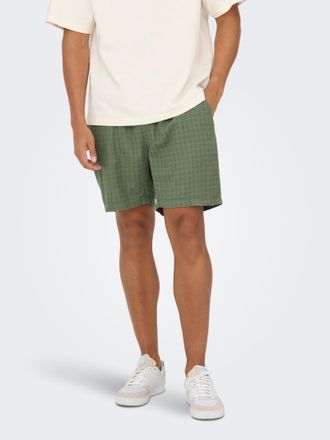 Only & Sons Shorts ONLY & SONS ONSTEL LINEN LATHAM 0257 SHORTS, Herren, Gr. XXL, N-Gr, gr&uuml;n (dusty olive), Web, Obermaterial: 55% Leinen, 45% Viskose, unifarben, 