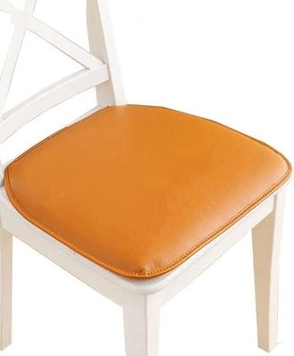 OEM Juego De 4 Cojines Para Sillas De Comedor De Piel Sint&eacute;tica Naranja, 43x40 Cm, Antideslizantes, Con Lazos, Elegantes