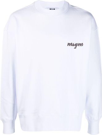 Msgm logo-print cotton sweatshirt - men - Cotton - L - White