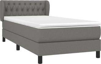 vidaXL Cama Box Spring Con Colch&oacute;n Tela Gris Oscuro 90x190 Cm Vidaxl