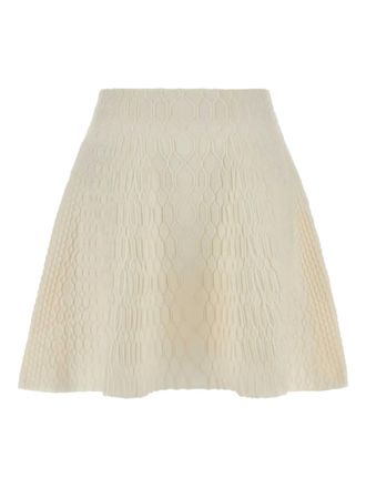 Balmain Flared rok met krokodillen-reli&euml;f - Beige