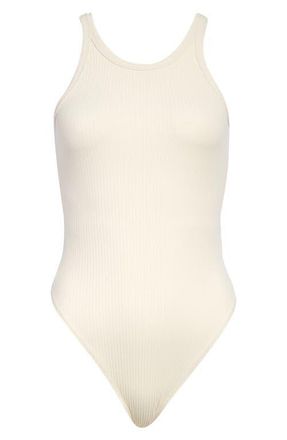 Good American Chunky Rib Tank Bodysuit in Bone001 at Nordstrom, Size 3