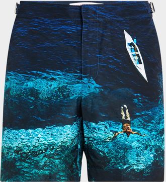Orlebar Brown Mens Bulldog Photographic Deep Sea Swim Shorts