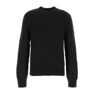 Burberry Cashmere Knitwear, male, Black, Size: L Slate cashmere sweater