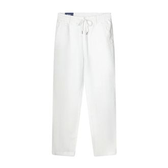 Polo Ralph Lauren Sweatpants, male, White, Size: XL Tapered-Fit Linen Trousers