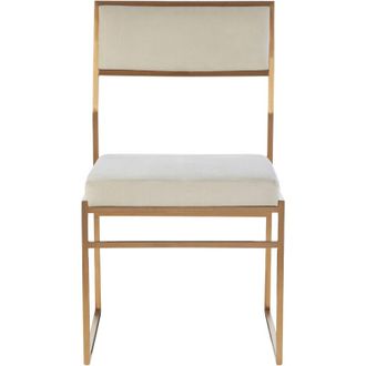 Premier Housewares Interiors by Premier White Velvet Dining Chair, Space-Saving Dining Chair, Indoor Dining Accent Chair for Living Room