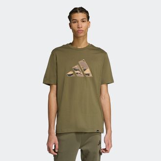 adidas T-Shirt ADIDAS SPORTSWEAR M CAMO LOGO T, Herren, Gr. M, gr&uuml;n (olive strata), Obermaterial: 100% Baumwolle, Rundhals, Shirts T-Shirt, sportlicher Stil,