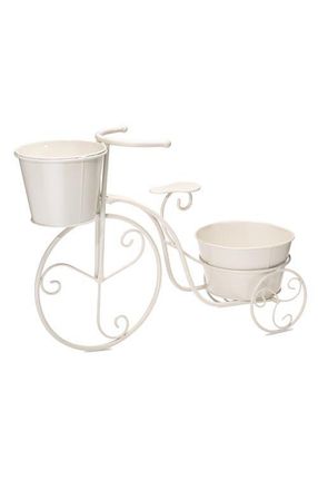 Glitzhome 21.5L Metal Bicycle Planter Stands Flower Pot Cart in White at Nordstrom, Size Medium