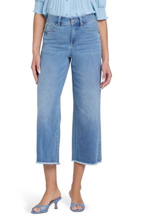 NYDJ Coco High Waist Fray Hem Relaxed Crop Wide Leg Jeans in Vista Lakes at Nordstrom, Size 10