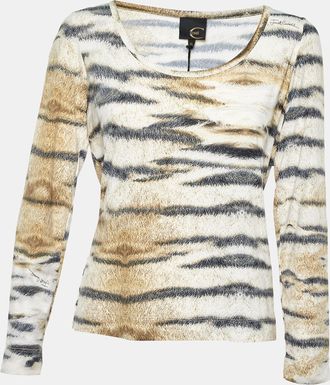 Just Cavalli Beige Printed Jersey Long Sleeve T-Shirt