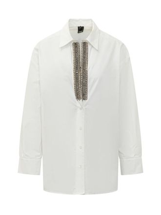 Pinko White Relaxed Embellished Shirt