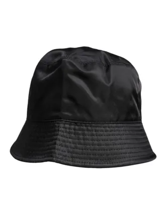 Dolce & Gabbana Black Cotton Wide Brim Bucket Mens Hat